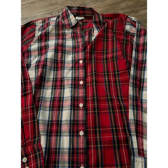 J.Crew Men's Red & White Mixed Tartan Plaid Button Down Shirt Size 2XL - Picture 2 of 4